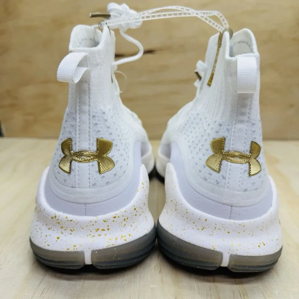 NEW Under Armour Curry 4 Retro White Gold Basketball Shoes Men Sz 12 1298306-111